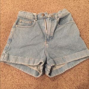 American Apparel Light wash high waisted shorts